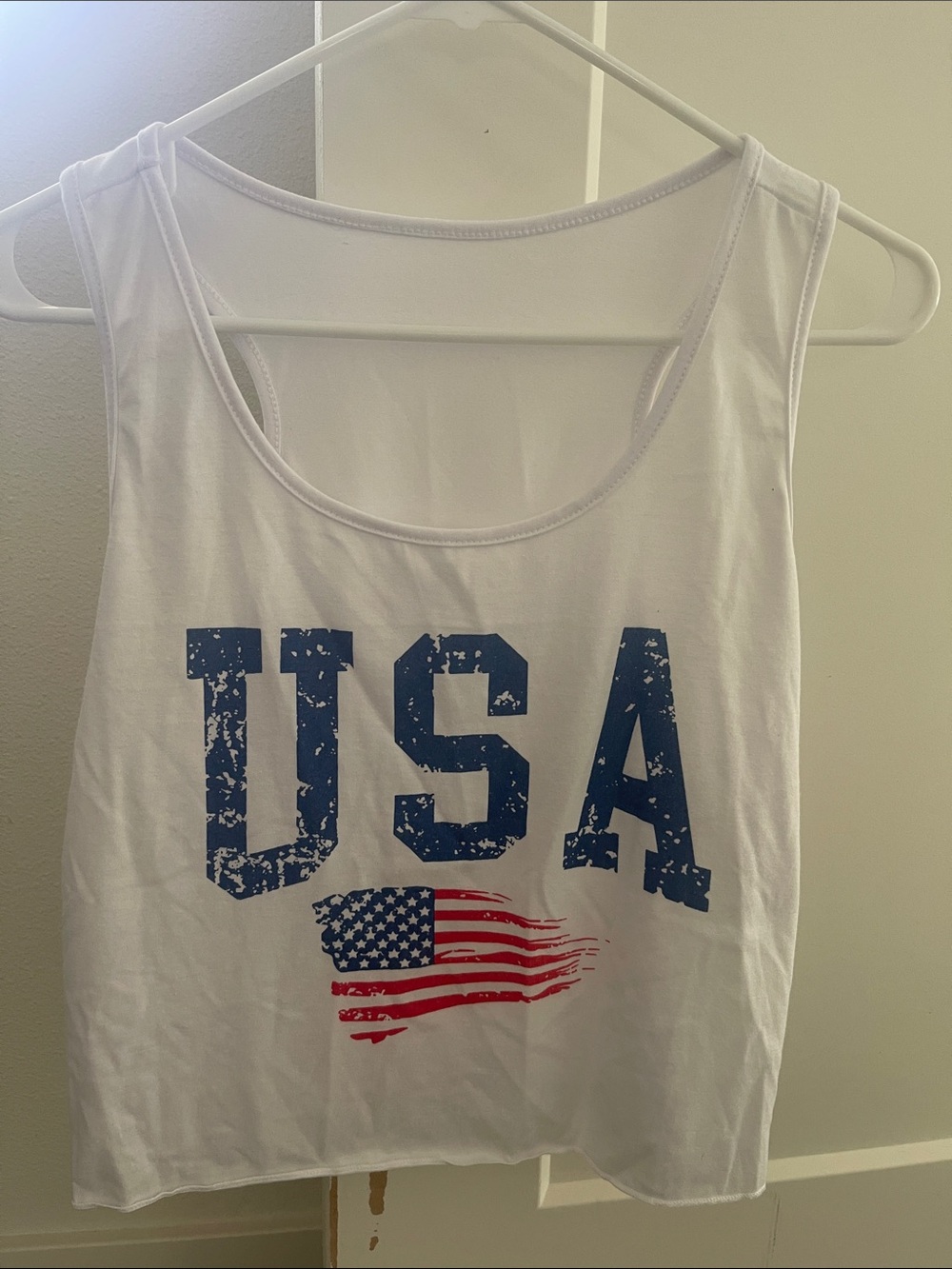 White USA Graphic Tank Top with Flag